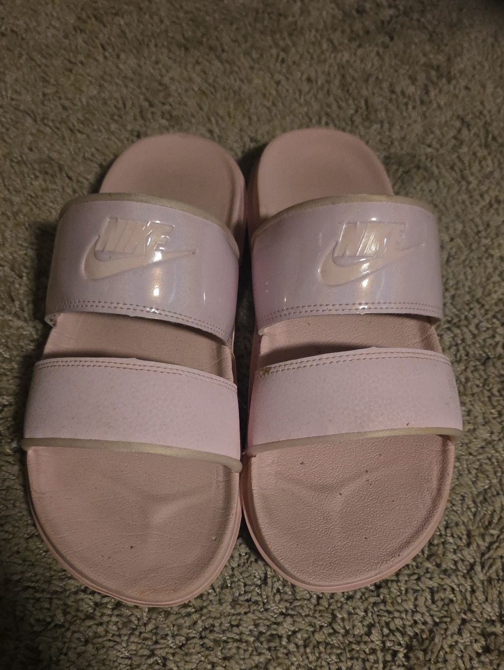 Nike Women's Pink Double-Strap Slide Sandals
